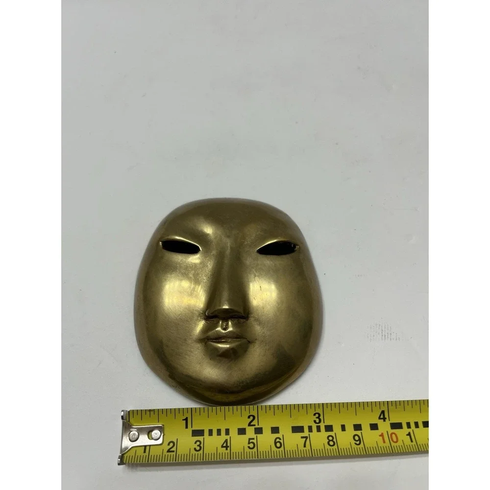Vintage Mid-Century Brass/Cast Iron Mask Asian Inspired Hook For Hanging 3.5